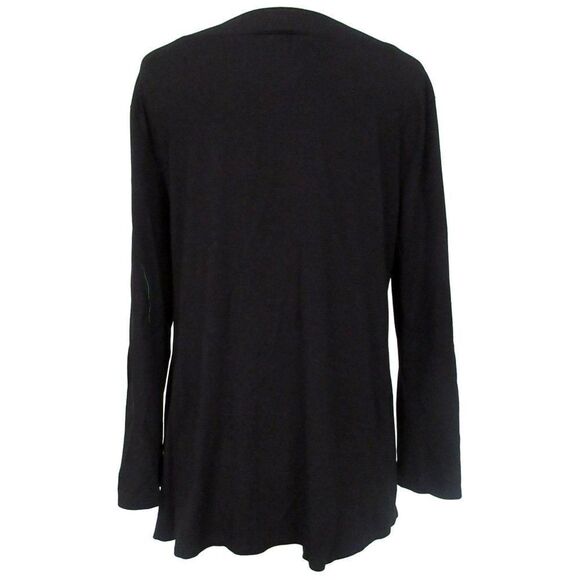 J. Jill Black Button Front V-Neck Long Sleeve Rayon Stretch Top SZ PM Side Vents - Picture 4 of 5